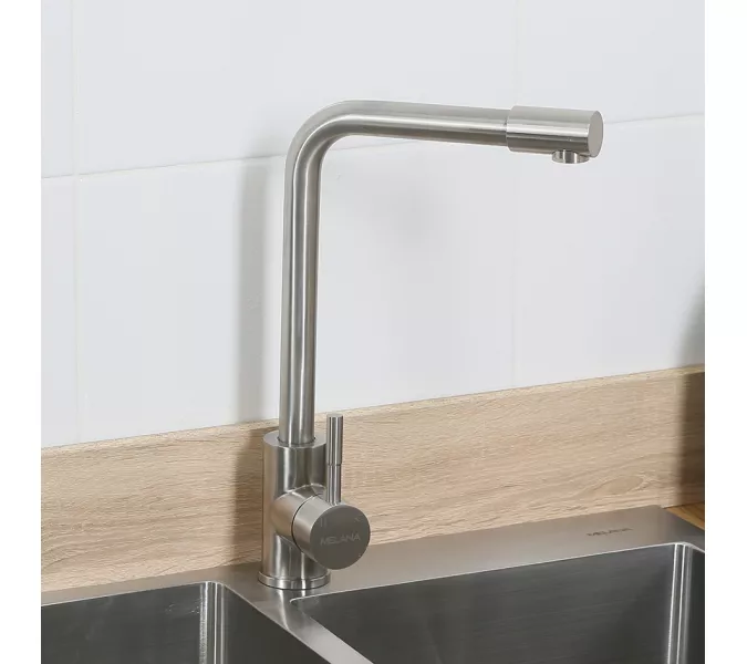 Смеситель д/кухни MELANA-F8107 нерж.сталь, однорычажный, сатин, высокий излив