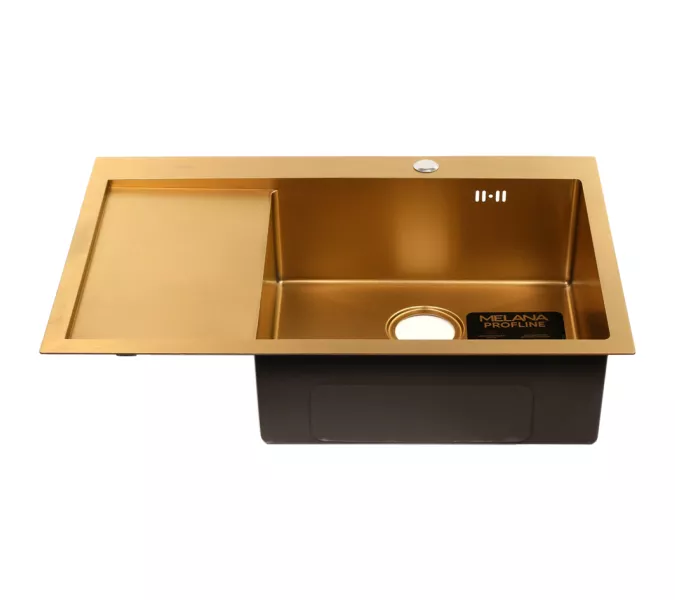 Мойка D7851HG-R MELANA ProfLine 3,0/220 ЗОЛОТО врезная  правая, Выбрать цвет: Золото, Ориентация: правая