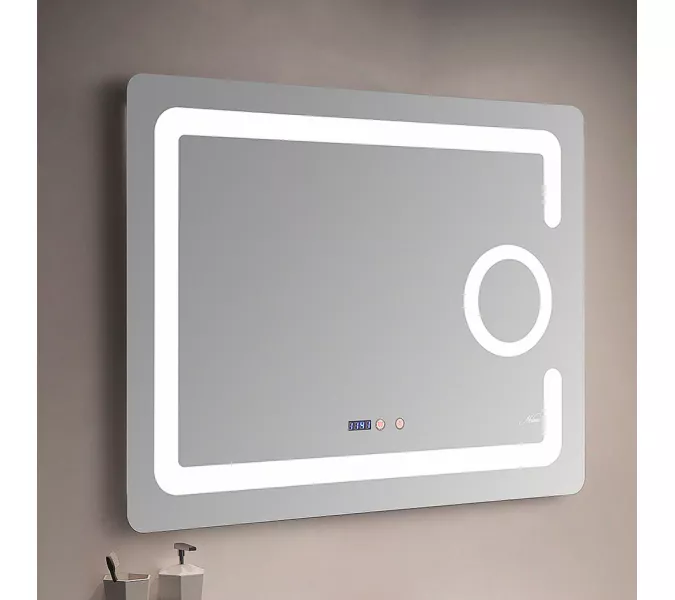 Зеркало с LED-подсветкой MELANA-8060 подогрев / часы / космет.зеркало (MLN-LED091/B), Внешний вид: без Bluetooth