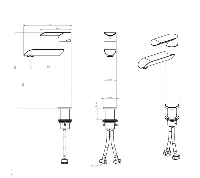 Смеситель д/ум MELANA-610602 Paola Hi-tech нерж.сталь, однорычажный, сатин, литой излив, изображение 2