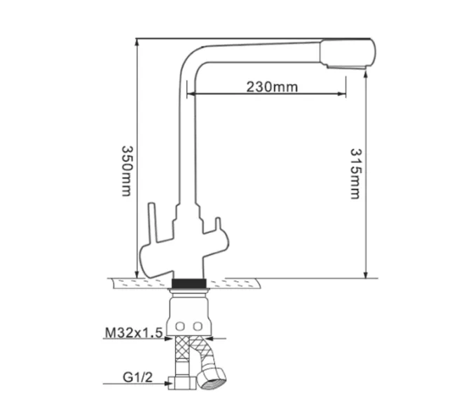 Смеситель д/кухни MELANA-F9505HB нерж.сталь, с переключателем на фильтр, однорычажный, графит, Выбрать цвет: Оружейная сталь, изображение 4