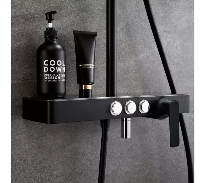 Душевая система MELANA-610501B MALE нерж.сталь, с тропическим душем, лейкой, изображение 4