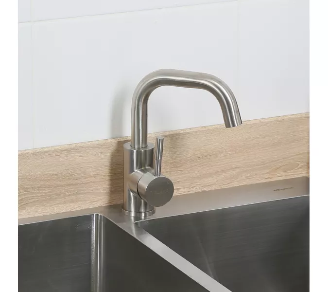 Смеситель д/кухни MELANA-F6102 нерж.сталь, однорычажный, сатин