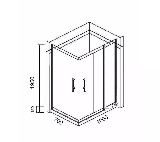 Душевой уголок QZ71B/QZ81B  PARLY низкий поддон, Цвет стекла: прозрачное, Цвет профиля: Черный, Выбрать размер: 100х70, изображение 3