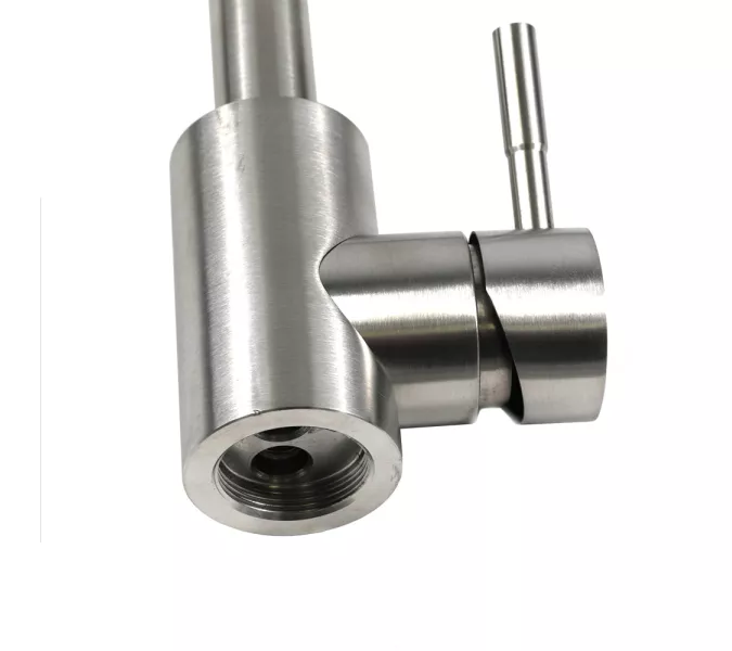 Смеситель д/кухни MELANA-610103 Tondo нерж.сталь, однорычажный, сатин, литой излив, Выбрать цвет: Хром, изображение 7