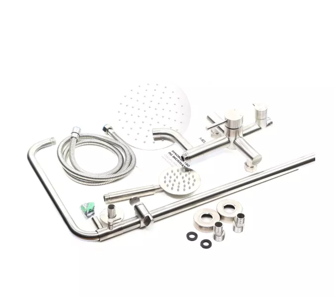 Душевая система MELANA-610107 Tondo нерж.сталь, с тропическим душем, лейкой и смесителем, Выбрать цвет: Хром, изображение 7