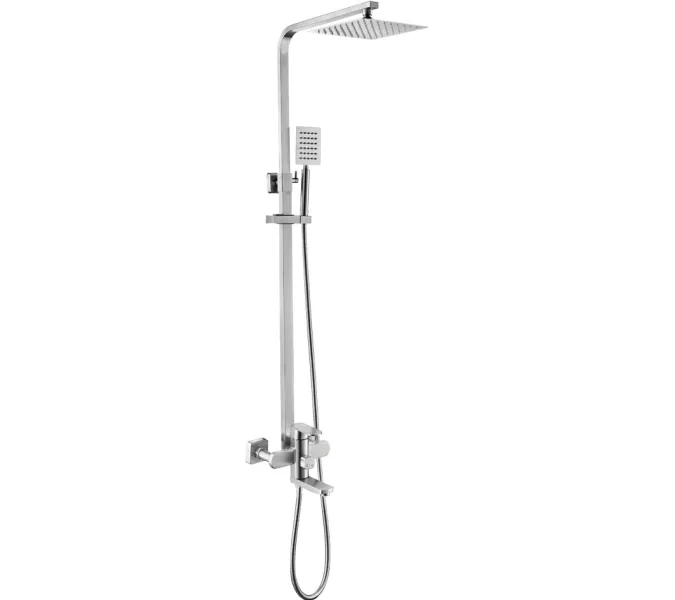 Душевая система MELANA-610307-1 Stello нерж.сталь, с тропическим душем, лейкой и смесителем, изображение 2