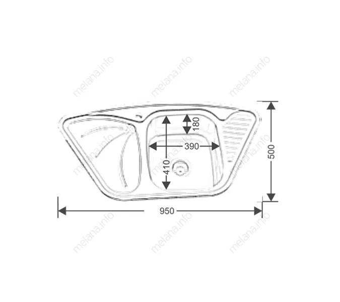 Мойка 9550А MELANA 0,8/180 врезная  с сифоном, изображение 2
