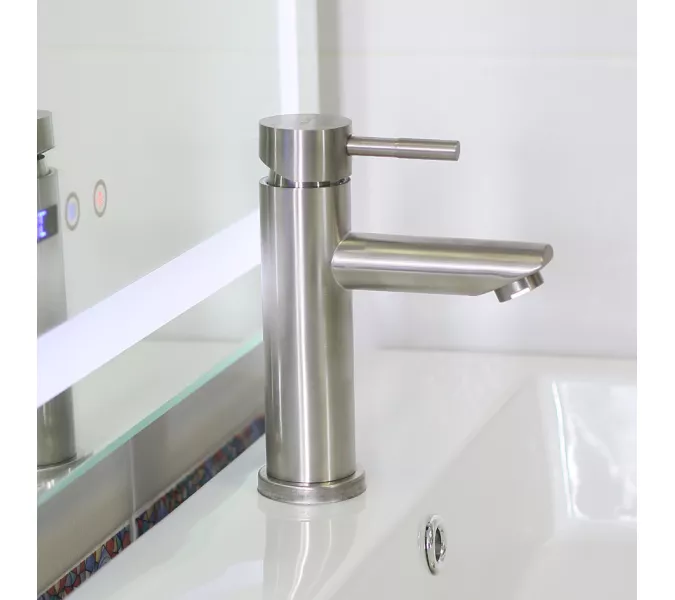 Смеситель д/ум MELANA-610101 Tondo нерж.сталь, однорычажный, сатин, литой излив, Выбрать цвет: Хром