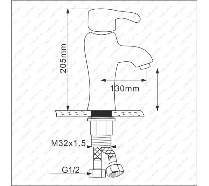 Смеситель д/ум MLN-F-002CBK-M керамический, однорычажный, черный матовый, Выбрать цвет: Черный матовый, изображение 7