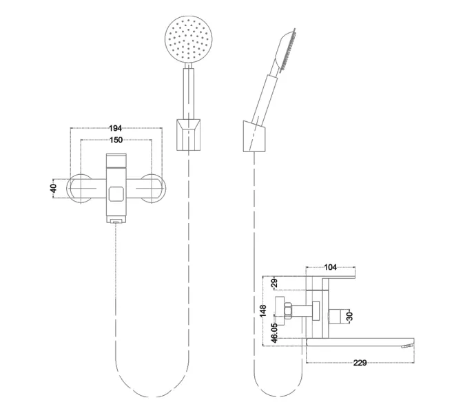 Смеситель д/ванны MELANA-610305 Stello нерж.сталь, однорычажный, сатин, литой излив, изображение 2
