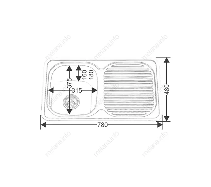 Мойка 7848 U MELANA 0,6/0,8/160 врезная  с сифоном, Внешний вид: толщина 0,6, изображение 4