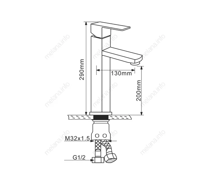 Смеситель д/ум MELANA-F6110 нерж.сталь, однорычажный, сатин, литой излив, изображение 2