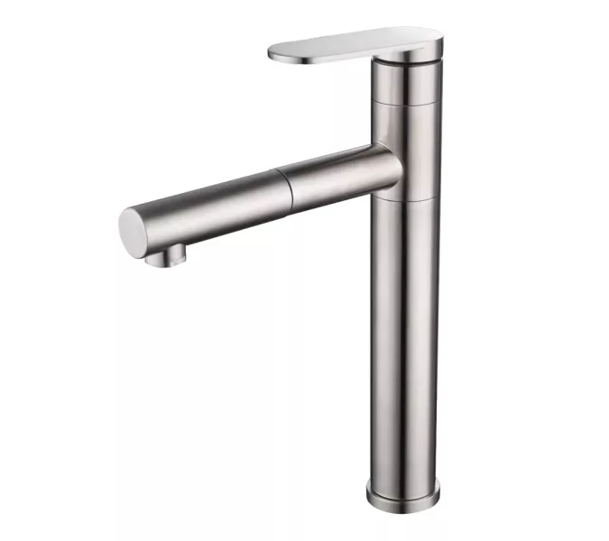 Смеситель д/кухни MELANA-610303 Stello нерж.сталь, однорычажный, сатин, вытяжной излив, изображение 4