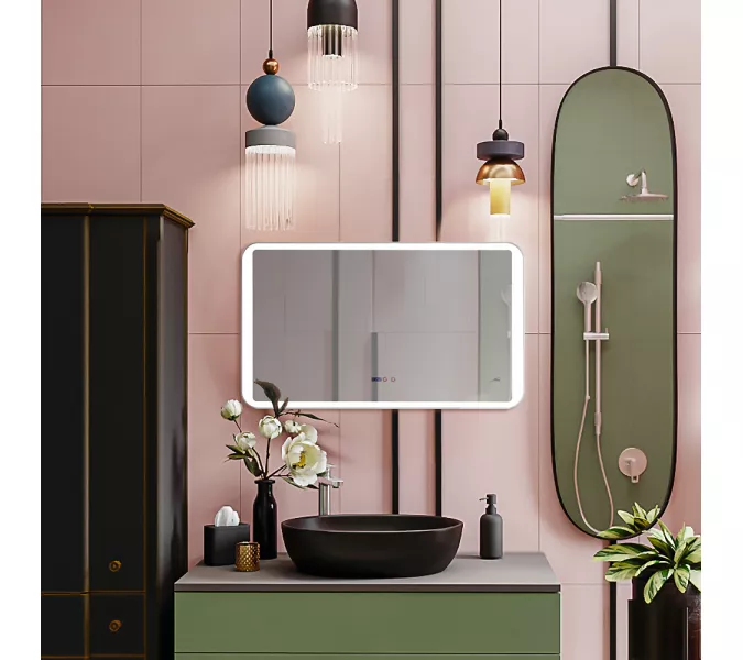 Зеркало с LED-подсветкой MELANA-12070/10070 подогрев / часы (MLN-LED052), Выбрать размер: 120х70