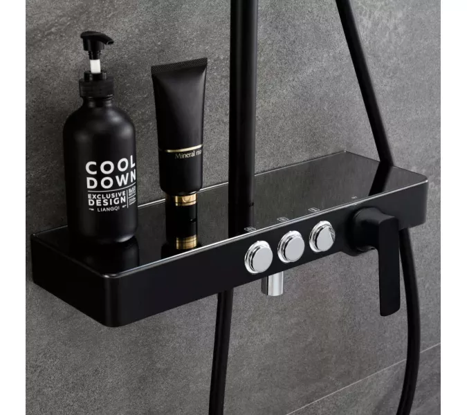 Душевая система MELANA-610501B MALE нерж.сталь, с тропическим душем, лейкой, изображение 5