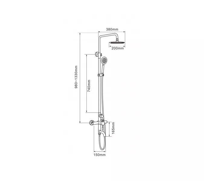 Душевая система MELANA-F1003P нерж.сталь, с тропическим душем, лейкой и смесителем, полированная, изображение 2