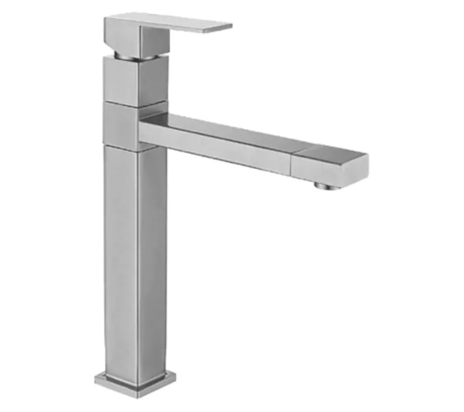 Смеситель д/кухни MELANA-610203 Cubo нерж.сталь, однорычажный, сатин, литой излив, изображение 3