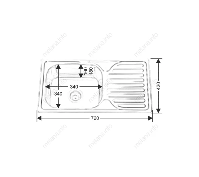 Мойка 7642 U MELANA 0,6/0,8/160 врезная  с сифоном, Внешний вид: толщина 0,6, изображение 4
