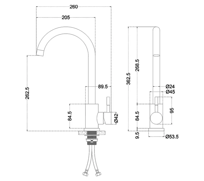 Смеситель д/кухни MELANA-610103 Tondo нерж.сталь, однорычажный, сатин, литой излив, Выбрать цвет: Хром, изображение 3
