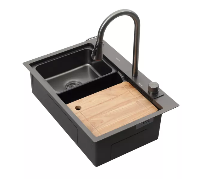 Мойка D6846B+6 MELANA ProfLine 3,0/215 ГРАФИТ врезная, Выбрать цвет: Графит, изображение 3