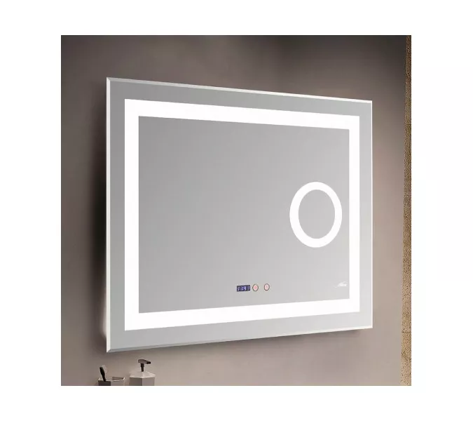 Зеркало с LED-подсветкой MELANA-8060 подогрев / часы / космет.зеркало, 80х60см