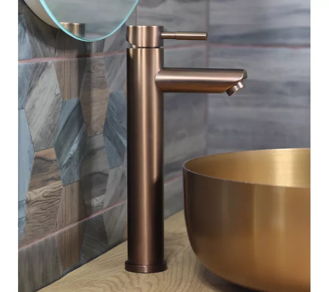 Смеситель д/ум MELANA-610102PVD-Br Tondo нерж.сталь, однорычажный, бронза, Выбрать цвет: Бронза