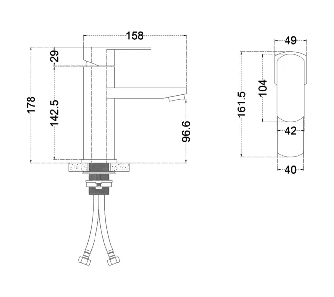 Смеситель д/ум MELANA-610301 Stello нерж.сталь, однорычажный, сатин, литой излив, изображение 3