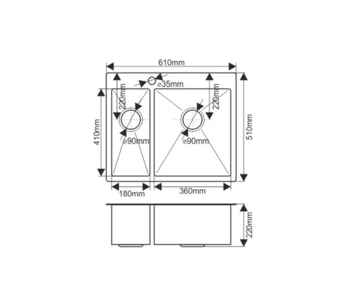 Мойка H6151S MELANA ProfLine 3,0/200 САТИН врезная  с коландером, изображение 2