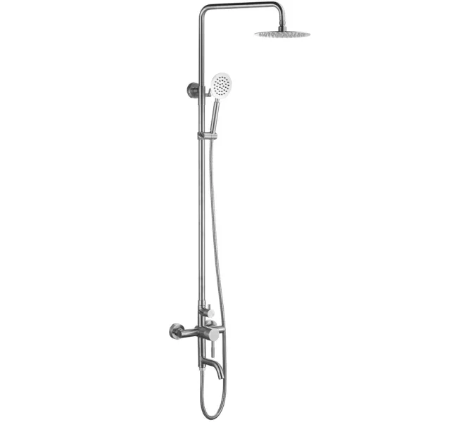 Душевая система MELANA-F1003P нерж.сталь, с тропическим душем, лейкой и смесителем, полированная