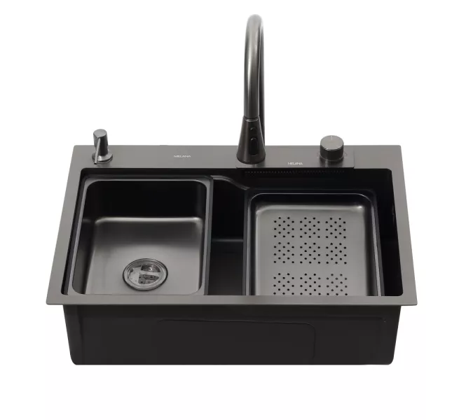 Мойка D6846B+6 MELANA ProfLine 3,0/215 ГРАФИТ врезная, Выбрать цвет: Графит