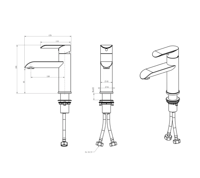 Смеситель д/ум MELANA-610601 Paola Hi-tech нерж.сталь, однорычажный, сатин, литой излив, изображение 2