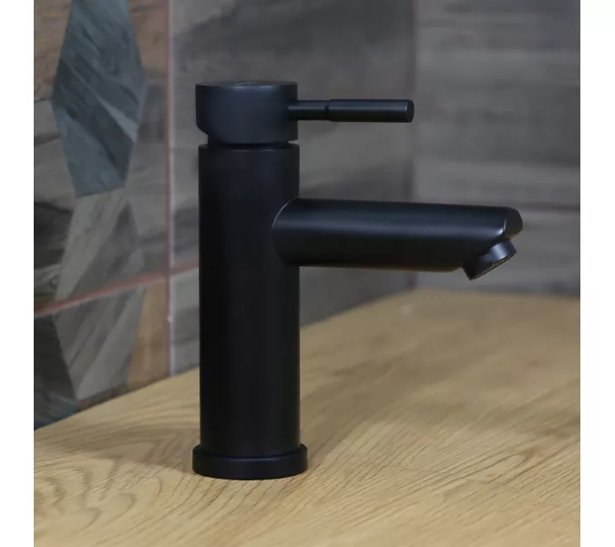 Смеситель д/ум MELANA-610101B Tondo нерж.сталь, однорычажный, черный, литой излив, Выбрать цвет: Черный