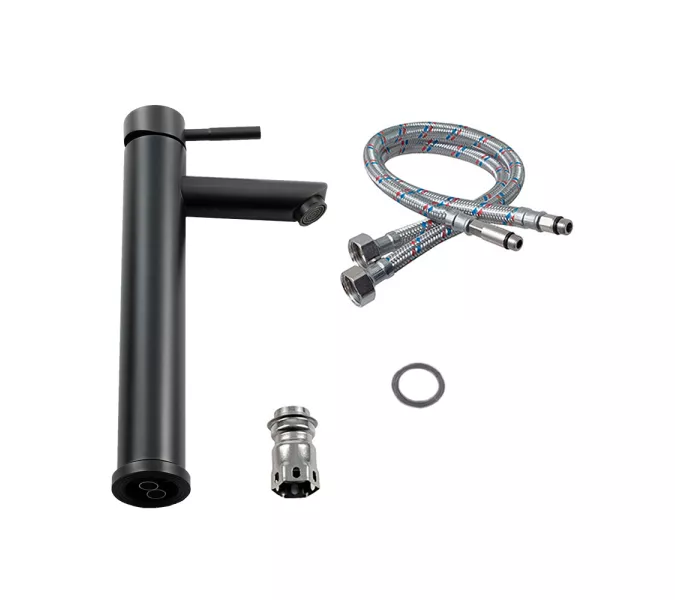 Смеситель д/ум MELANA-610102PVD-B Tondo нерж.сталь, однорычажный, графит, Выбрать цвет: Оружейная сталь, изображение 4