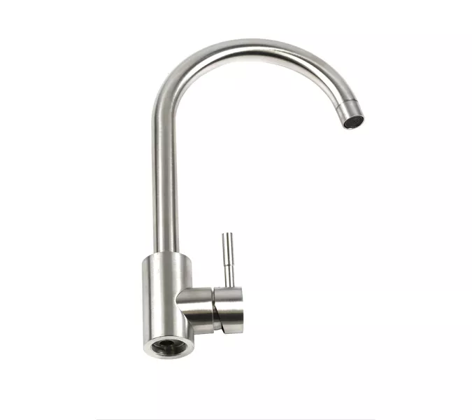 Смеситель д/кухни MELANA-610103 Tondo нерж.сталь, однорычажный, сатин, литой излив, Выбрать цвет: Хром, изображение 6