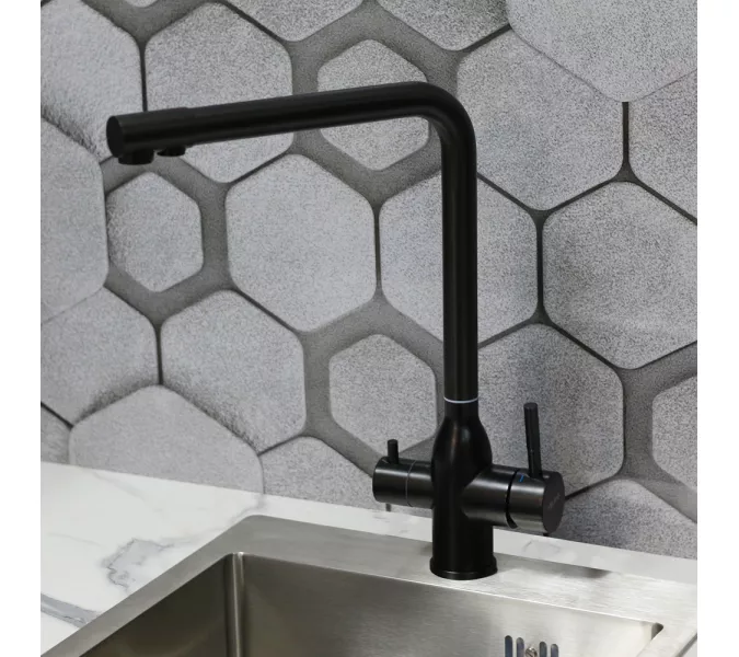 Смеситель д/кухни MELANA -610304PVD-B Stello,графит,нерж.сталь,с переключателем на фильтр,однорыч., Выбрать цвет: Черный