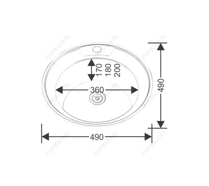 Мойка 490 MELANA 0,8/180  врезная  с сифоном, Внешний вид: Декор, изображение 4