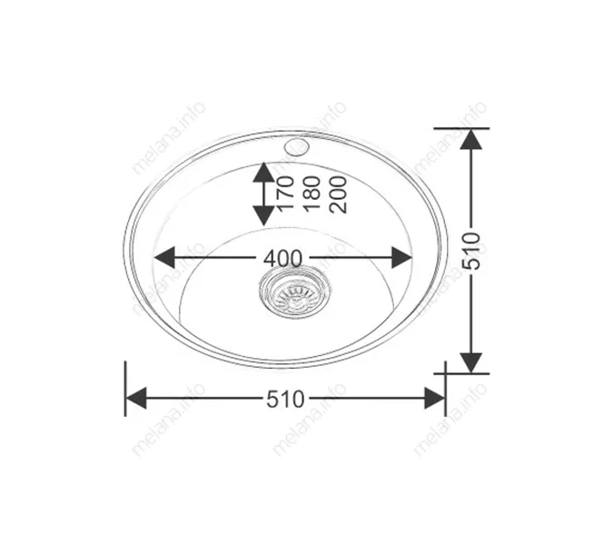 Мойка 510 MELANA 0,8/180 врезная  с сифоном, Внешний вид: Полированная, изображение 4