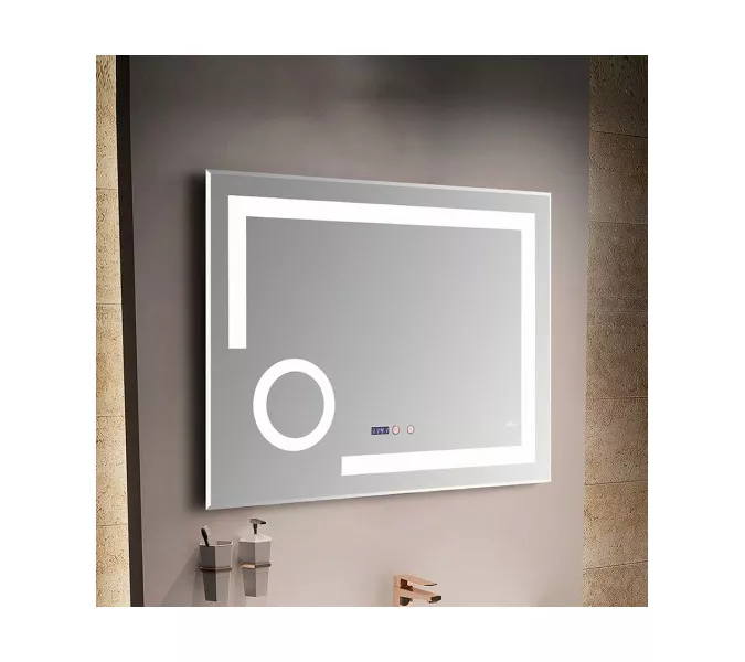 Зеркало с LED-подсветкой MELANA-8060 подогрев / часы / космет.зеркало (MLN-LED090)