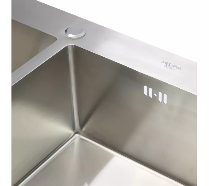 Мойка DS8045H MELANA ProfLine 3,0/220 САТИН 2-я чаша, врезная, изображение 7