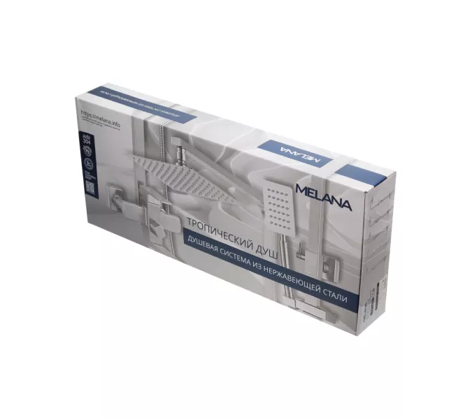 Душевая система MELANA-610107 Tondo нерж.сталь, с тропическим душем, лейкой и смесителем, Выбрать цвет: Хром, изображение 8