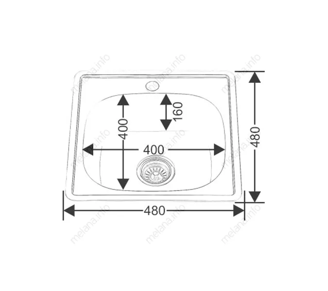 Мойка 4848 MELANA 0,6/160 врезная  с сифоном, Внешний вид: с сифоном, изображение 4