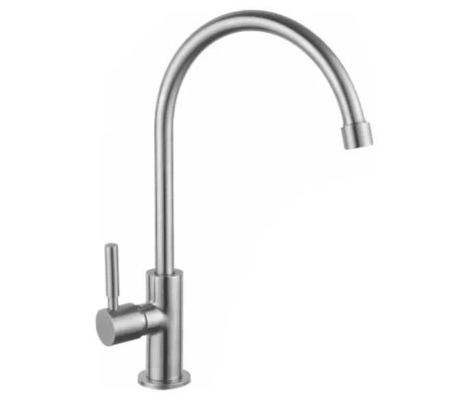 Кран для кухни водоразборный (МОНО) MELANA-F6113 нерж.сталь, однорычажный, сатин, изображение 3