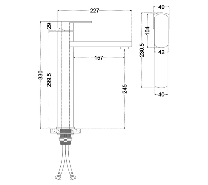Смеситель д/ум MELANA-610302 Stello нерж.сталь, однорычажный, сатин, литой излив, изображение 2