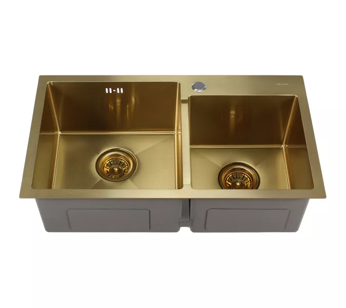 Мойка S7240HG MELANA ProfLine 3,0/220 ЗОЛОТО 2-я чаша, врезная, Выбрать цвет: Золото