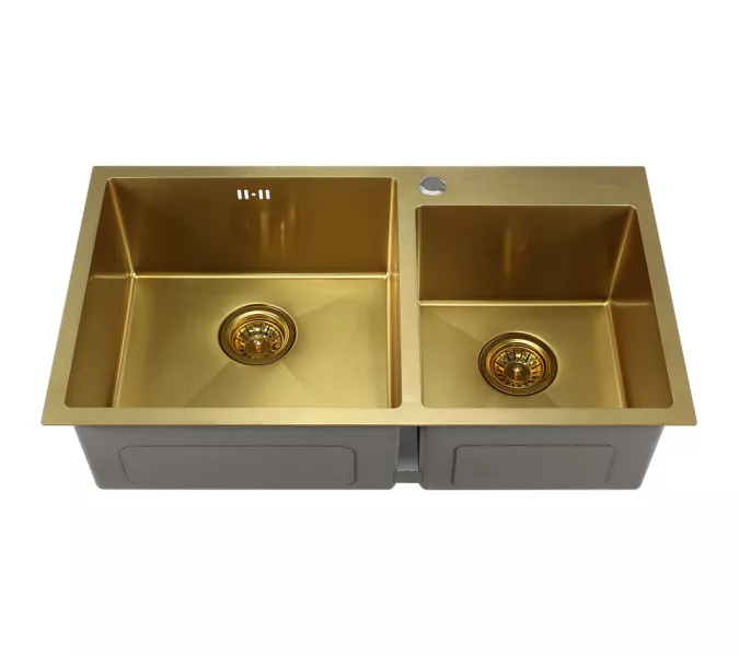 Мойка S8045HG MELANA ProfLine 3,0/220 ЗОЛОТО 2-я чаша, врезная, Выбрать цвет: Золото