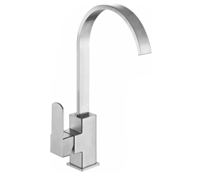 Смеситель д/кухни MELANA-F8112 нерж.сталь, однорычажный, сатин, высокий излив, изображение 2