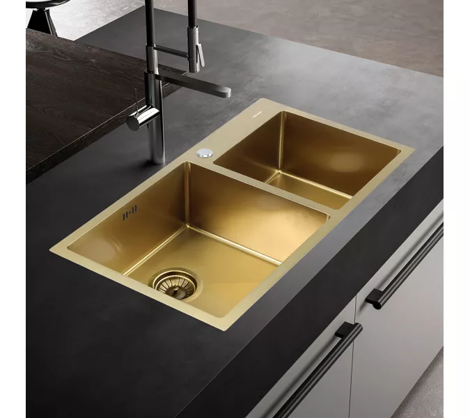 Мойка S7843HG MELANA ProfLine 3,0/220 ЗОЛОТО 2-я чаша, врезная, Выбрать цвет: Золото, изображение 2
