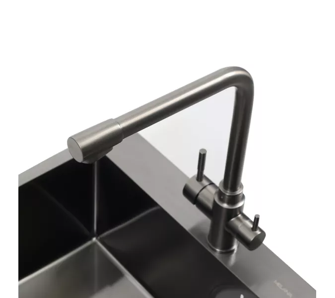 Мойка MLN-D6045HB +3 графит MELANA ProfLine 3,0/220 комплект мойки из нержавеющей стали 3 в 1, изображение 4