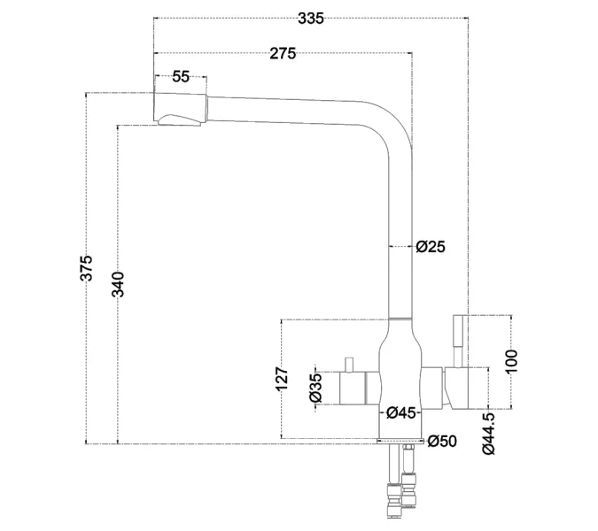 Смеситель д/кухни MELANA-610304 Stello нерж.сталь, с переключателем на фильтр, однорычажный, сатин, изображение 4